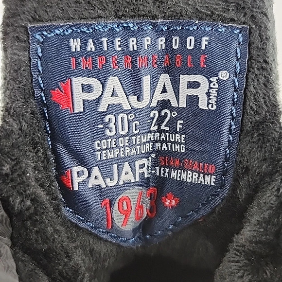 PAJAR Youth Black Winter Waterproof Boots Velcro Insulated Rated -30c Size US 1 - Picture 12 of 15